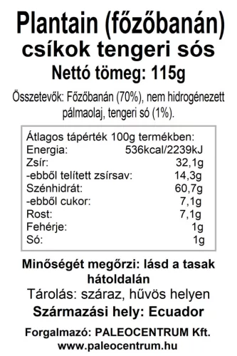 SAMAI Plantain tengeri sós csíkok 115g főzőbanán Artisan Plantain Strips