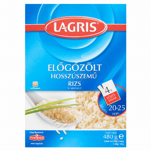 Lagris előgőzölt hosszúszemű rizs főzőtasakban 4 x 120 g