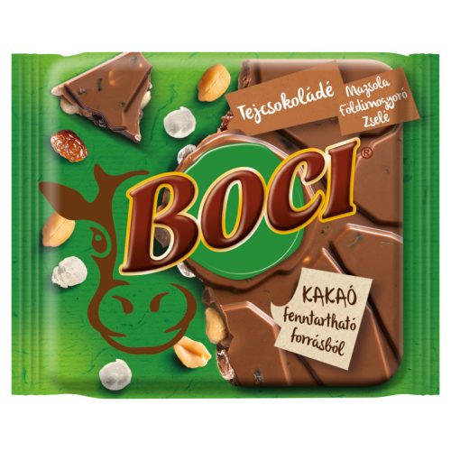 Boci étcsokoládé 90 g földimogyoró, zselé, mazsola