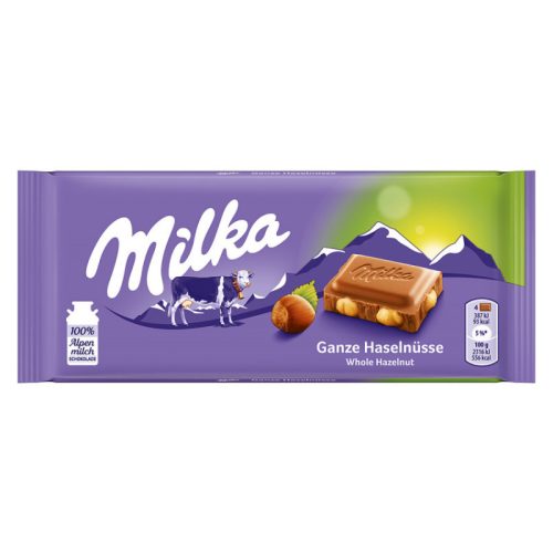 Milka alpesi tejcsokoládé egész mogyoróval 100 g