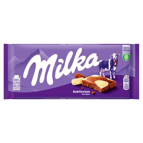 Milka alpesi tej felhasználásával készült tejcsokoládé fehér csokoládéval 100 g