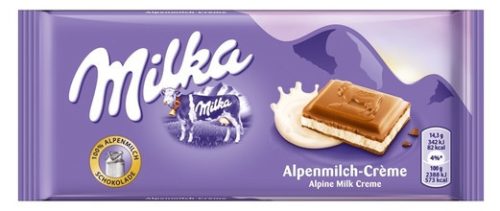 Milka Alpenmilch-creme Alpesi tejcsokoládé tejes krémtöltelékkel 100 g