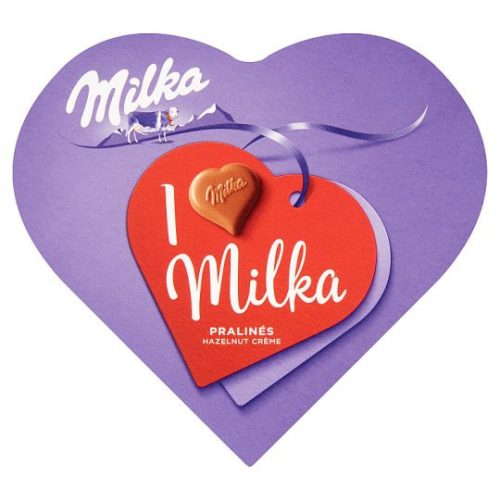 Milka I love Milka alpesi tejcsokoládé praliné mogyorós krémtöltelékkel 44 g