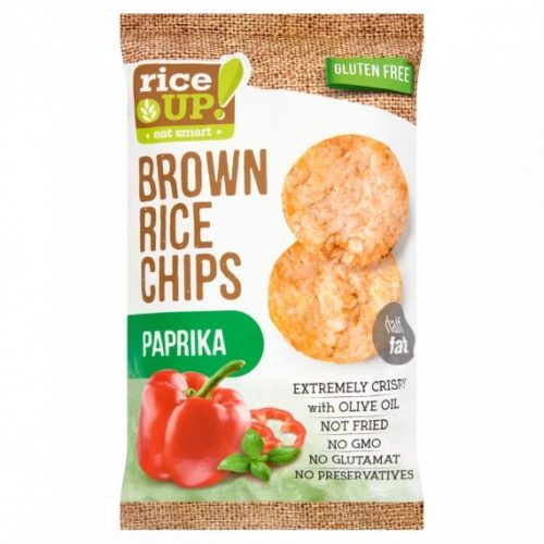 RiceUp! Eat Smart teljes kiőrlésű barna rizs chips paprikás ízesítéssel 60 g