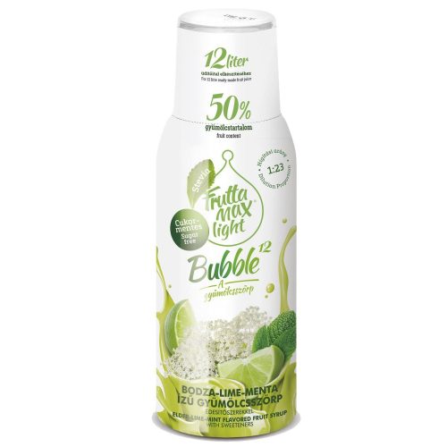 FruttaMax Bubble12 Light Bodza-lime-menta ízű szörp 500ml