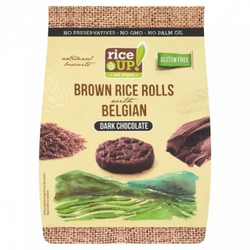 RiceUp! Eat Smart teljes kiőrlésű barna rizs snack étcsokoládéval 50 g