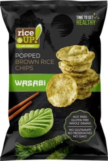 RiceUp! Eat Smart teljes kiőrlésű barna rizs chips wasabi ízesítéssel 60 g