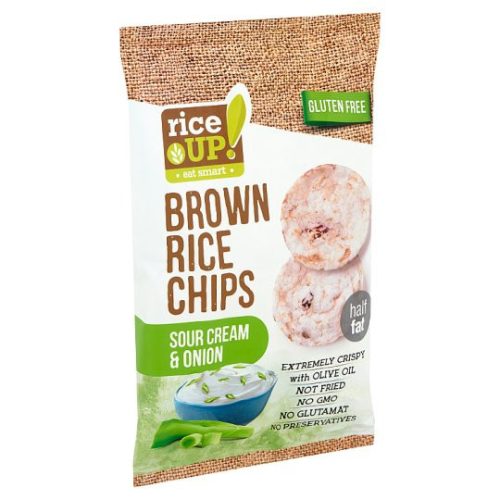 Rice Up! Eat Smart teljes kiőrlésű barna rizs chips hagymás-tejfölös ízesítéssel 60 g