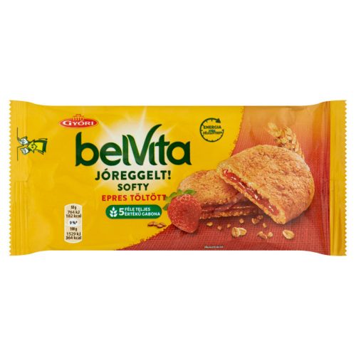 Győri belVita Jó Reggelt! Softy töltött gabonás keksz 50 g epres