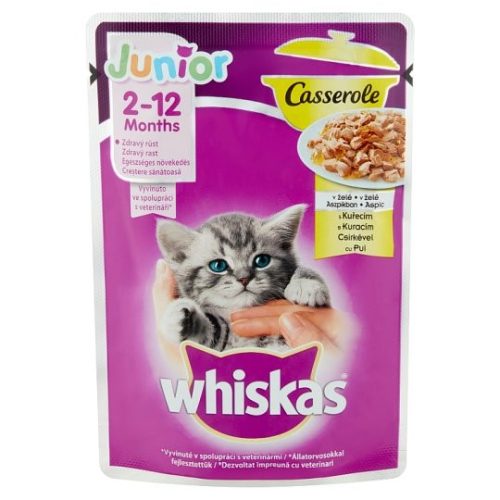 Whiskas Junior Casserole teljes értékű nedves eledel kölyökmacskáknak csirkével aszpikban 85 g