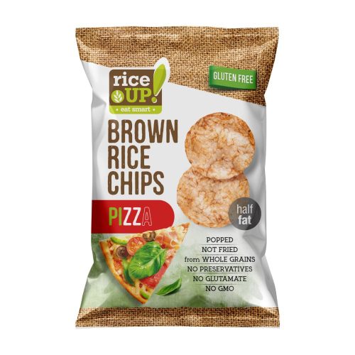 RiceUp! Eat Smart teljes kiőrlésű barna rizs chips pizzás ízesítéssel 60 g