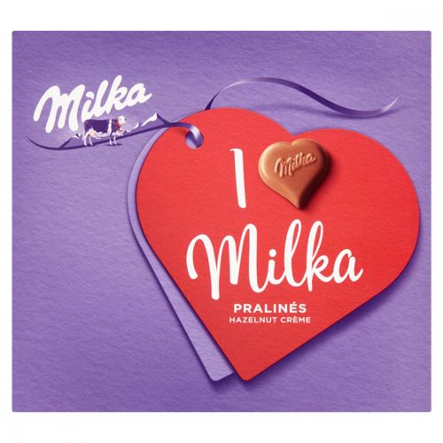 Milka I love Milka alpesi tejcsokoládé praliné mogyorós töltelékkel 20 db 110 g