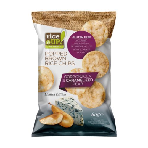 Rice Up! Eat Smart teljes kiőrlésű barna rizs chips gorgonzola sajtos ízesítéssel 60 g