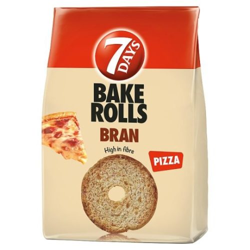 7DAYS Bake Rolls BRAN korpás pizza ízű kétszersült 80 g