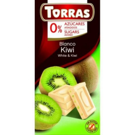 Torras Kiwis fehércsokoládé hozzáadott cukor nélkül (gluténmentes) 75 g