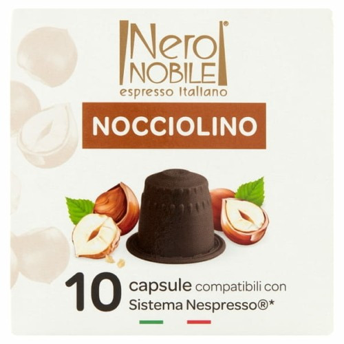 Nero Nobile Nocciolino cappuccino és mogyoró ízű ital kapszula, Nespresso kompatibilis 10 x 7 g (70 g)