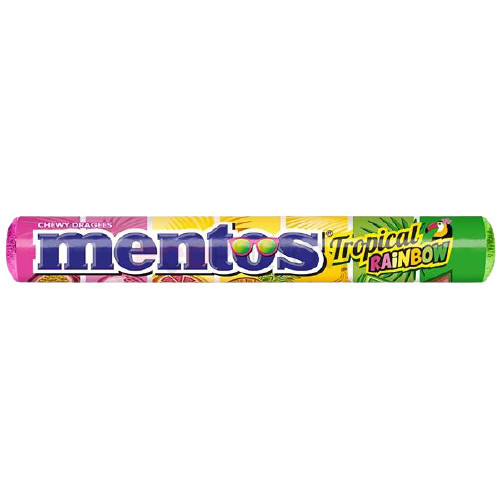 Mentos Tropical Rainbow gyümölcsízű cukordrazsé 37,5 g