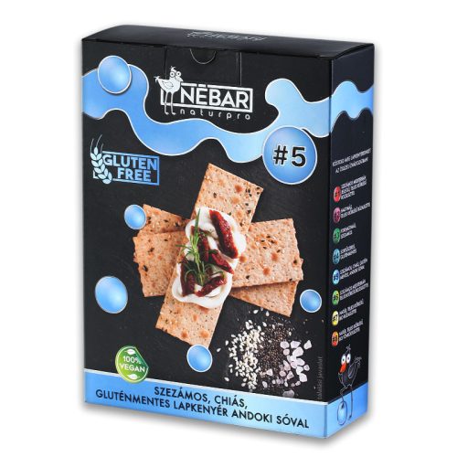 Nébar Naturpro szezámos,chiás gluténmentes lapkenyér andoki sóval 175 g