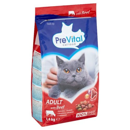 Prevital teljes értékű macskaeledel, száraztáp felnőtt macskák számára marhával 1,4 kg