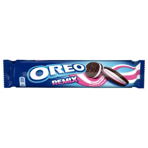 Oreo Remix málna & vanília krémmel töltött keksz 157 g