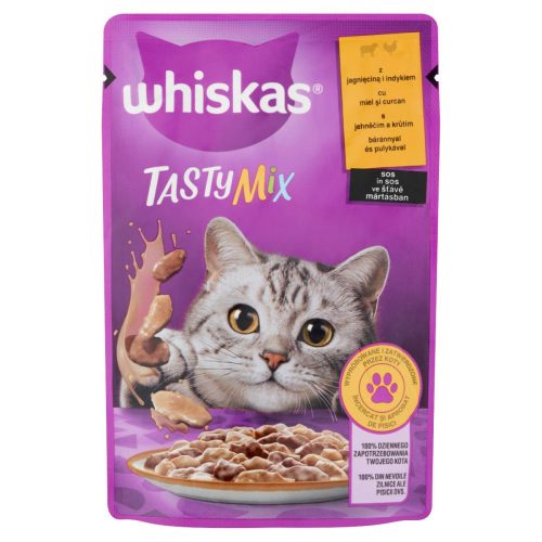 WHISKAS teljes értékű nedves eledel felnőtt macskáknak báránnyal és pulykával aszpikban 85 g