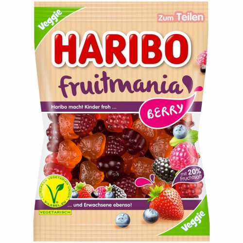 Haribo Fruitmania Berry vegetáriánus gyümölcsgumicukorka 160 g