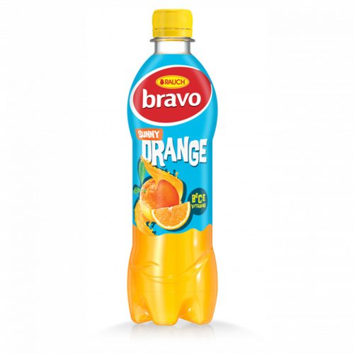 Rauch Bravo Sunny Orange narancs gyümölcsital cukorral, édesítőszerekkel és 4 vitaminnal 0,5 l