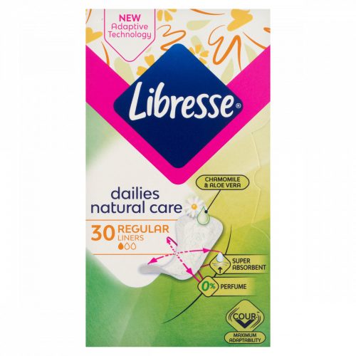 Libresse Dailies Natural Care Regular tisztasági betét, aloe vera és kamilla kivonattal 30 db