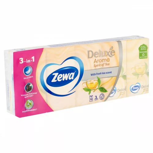 Zewa Deluxe Spirit of Tea illatosított papír zsebkendő 3 rétegű 10 x 10 db