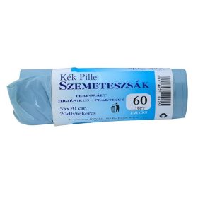 KÉK PILLE SZEMETESZSÁK 55X70 12MY, 60L KÉK 20DB/TEK