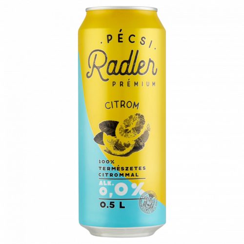 Pécsi Radler Prémium Citrom alkoholmentes világos sör & citrom ízű szénsavas üdítőital keverék 0,5 l