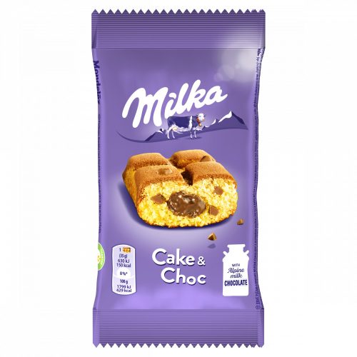 Milka Cake & Choc piskóta tejcsokoládé darabokkal és csokoládés töltelékkel 35 g