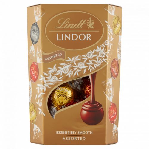 Lindt Lindor tejcsokoládé, fehércsokoládé és extra étcsokoládé pralinék töltelékkel 200 g