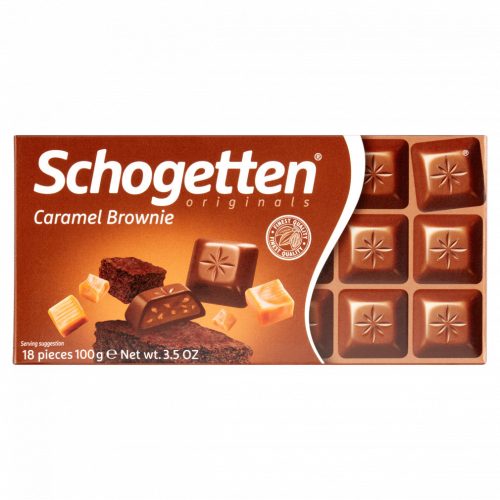 Schogetten Caramel Brownie tejcsokoládé brownie-krémtöltelékkel keksz- és karamell-darabokkal 100 g