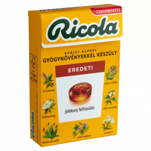 Ricola Eredeti cukormentes svájci gyógynövény cukorkák édesítőszerekkel 40 g