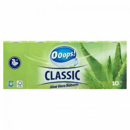 Ooops! Classic Aloe Vera Balsam papír zsebkendő 3 rétegű 10 x 10 db