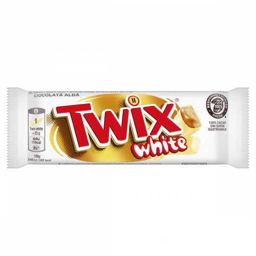 Twix White kekszes szeletek karamellával fehér csokoládéba mártva 2 x 23 g (46 g)