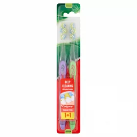   Colgate Twister közepes sörtéjű fogkefe nyelvtisztítóval 2 db