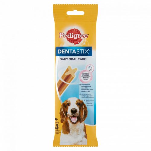 Pedigree DentaStix kiegészítő állateledel 10-25 kg-os, 4 hónapnál idősebb kutyák számára 3 db 77 g