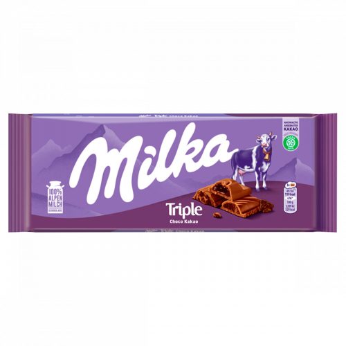 Milka Triple alpesi tej felhasználásával készült tejcsokoládé kakaós krémmel 90 g