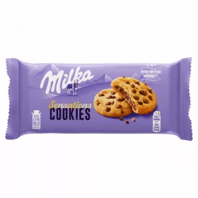   Milka Cookies Sensations keksz alpesi tejcsokoládé darabokkal és tejcsokoládés töltelékkel 156 g