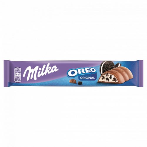 Milka & Oreo alpesi tejcsokoládé kakaós kekszdarabokkal és vaníliaízű tejes krémtöltelékkel 37 g