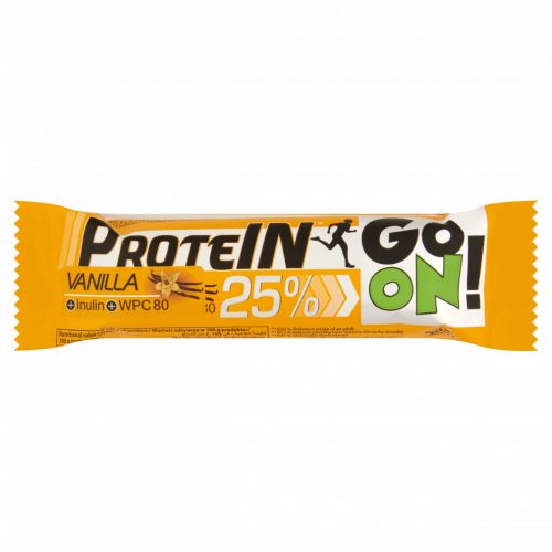 Protein Go On! fehérje-tartalmú vanília ízű szelet inulinnal és tejcsokoládéval 50 g