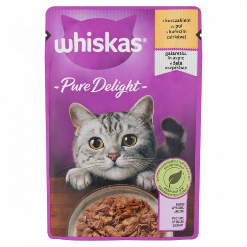 Whiskas Pure Delight teljes értékű nedves eledel felnőtt macskáknak csirkével aszpikban 85 g