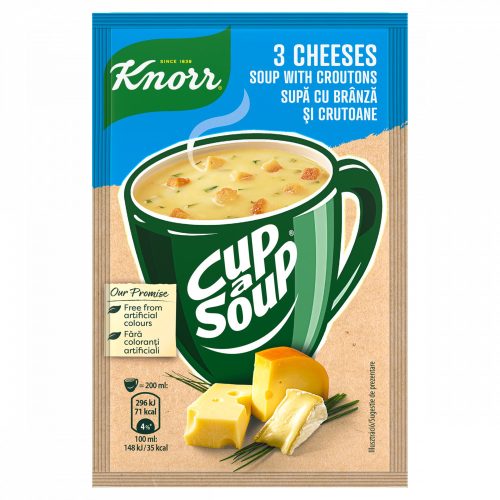 Knorr Cup a Soup instant 3 sajtkrémleves zsemlekockával 17 g