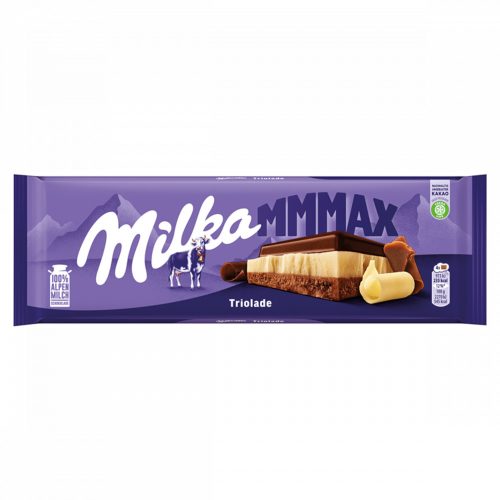 Milka Mmmax Triolade alpesi tejcsokoládé fehércsokoládéval és magas kakaótartalmú csokoládéval 280 g