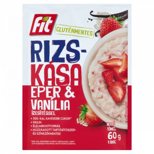 Fit gluténmentes rizskása eper & vanília ízesítéssel 60 g