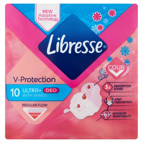 Libresse Ultra+ V-Protection enyhén illatosított egészségügyi betét 10 db