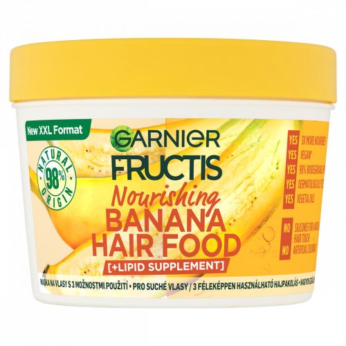 Garnier Fructis Hair Food Tápláló Banana hajpakolás nagyon száraz hajra, 400 ml