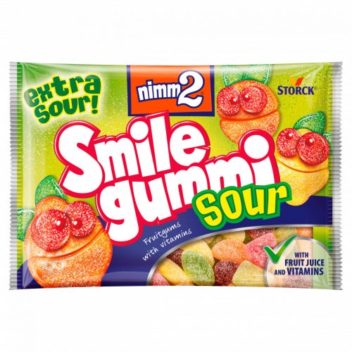 nimm2 Smilegummi Sour vegyes gyümölcs ízű savanyú gumicukorka vitaminokkal 100 g